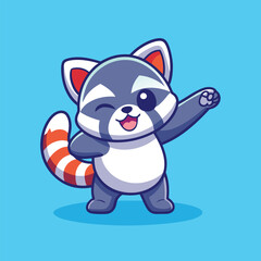 Fototapeta premium cute raccoon vector icon illustration