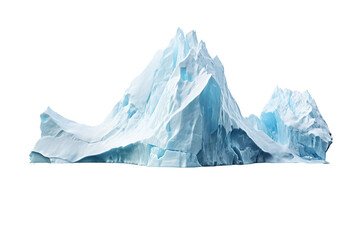 A Majestic Glacial Peak Soaring Against a Pristine White Sky on a White or Clear Surface PNG Transparent Background.
