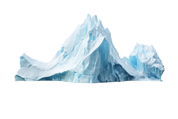A Majestic Glacial Peak Soaring Against a Pristine White Sky on a White or Clear Surface PNG Transparent Background.