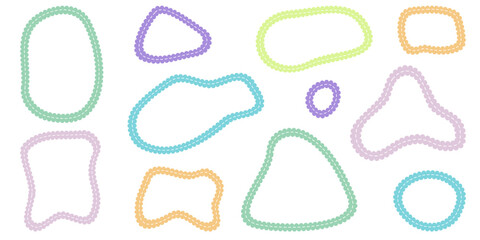 Hand drawn scalloped frames with dashed stitches.