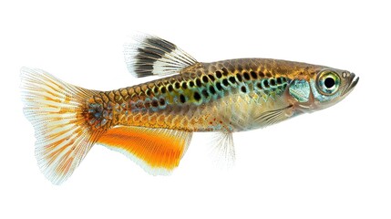 Fototapeta premium Fan Tail Guppy Fish Isolated on a Transparent Background