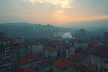 Aerial View Of Sarajevo Downtown The Capital Of Bosnia And Herzegovina