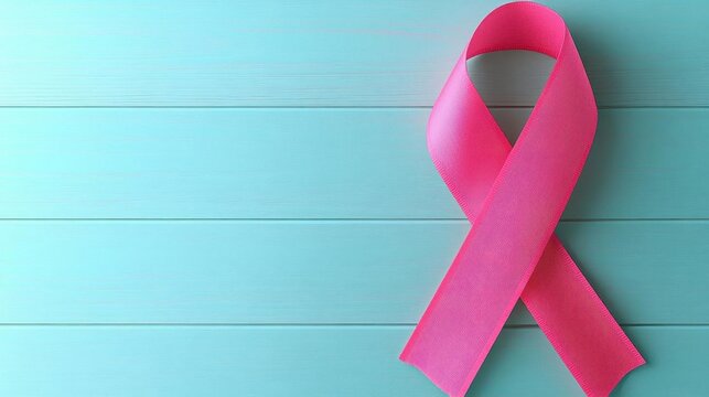 Inspirational quote with pink ribbon background, breast cancer awareness, flat design illustration - Powered by Adobe