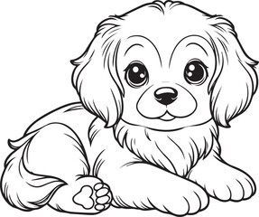 A dog line art coloring book illustration for kids