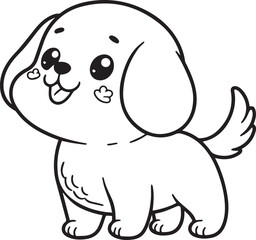 A dog line art coloring book illustration for kids