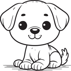 A dog line art coloring book illustration for kids