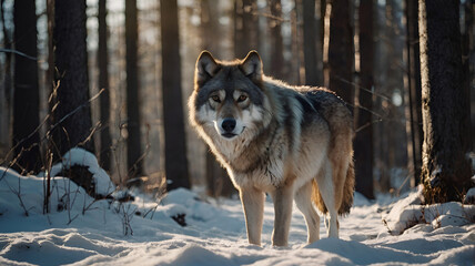 Naklejka premium gray wolf in winter