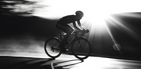 Obraz premium Cyclist pedaling on a racing bike on competition