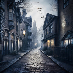 Obraz premium 으스스한 길거리의 모습