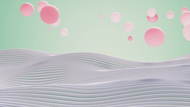 Floating Spheres Over Colorful Blue Waves Loop