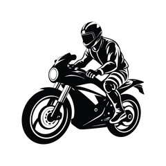 Naklejka premium Minimal Motorcycle Silhouette In Action Pose