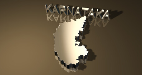 3D Map of Karnataka in 3D Golden Theme 1