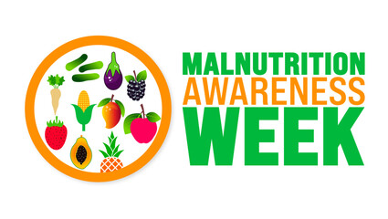 Malnutrition Awareness Week is observed every year in September. Holiday concept. Template for background, banner, card, poster, placard, design template with unique shapes with standard color.