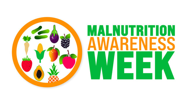 Malnutrition Awareness Week is observed every year in September. Holiday concept. Template for background, banner, card, poster, placard, design template with unique shapes with standard color. - Powered by Adobe