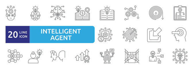 intelligent agent icon set