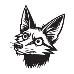 Obraz premium Jackal Face Outline Design, Jackal Head Clipart, Cute Jackal illustration in black and white