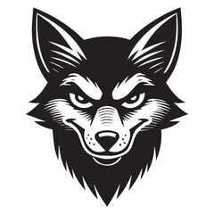 Obraz premium Jackal Face Outline Design, Jackal Head Clipart, Cute Jackal illustration in black and white
