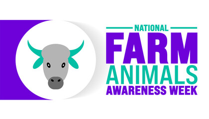 National Farm Animals Awareness Week is observed every year in September. Holiday concept. Template for background, banner, card, poster, placard, design template with unique shapes.