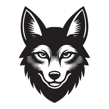 recommend clip art: Jackal Face Outline Design,  Jackal Head Clipart,  Cute Jackal illustration in black and white