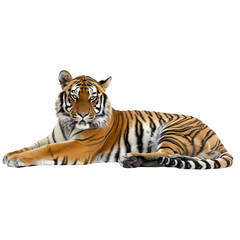 Naklejka premium Tiger lying down isolated on a transparent background