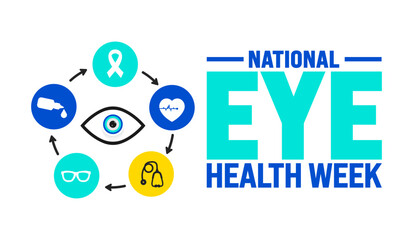 National Eye Health Week is observed every year in September. Holiday concept. Template for background, banner, card, poster, placard, design template with unique shapes with standard color.