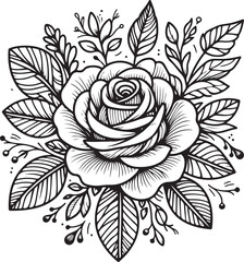 A flower line art coloring book illustration