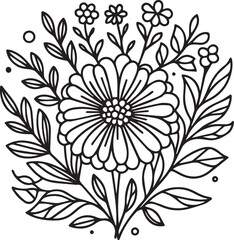 A flower line art coloring book illustration