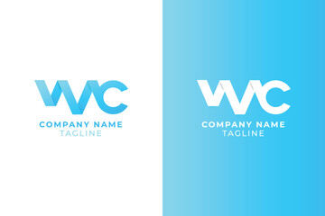 Initial letter w c blue modern logo design logo template vector business