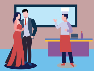 The chef is dealing with the couple.