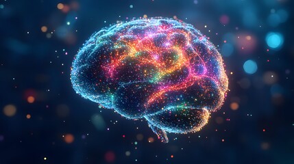3D icon of a brain with multicolored