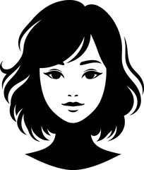 beautiful girl face silhouette isolated design on white background