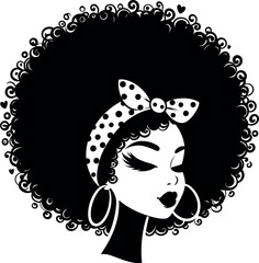 beautiful afro girl face silhouette isolated design on a white background