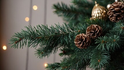 garland with branch spruce on decorations Christmas.