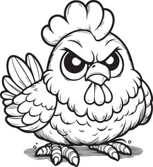 Chicken lineart coloring book illustration
