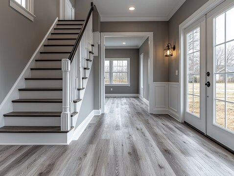 Modern Farmhouse Foyer with Gray LVP Flooring