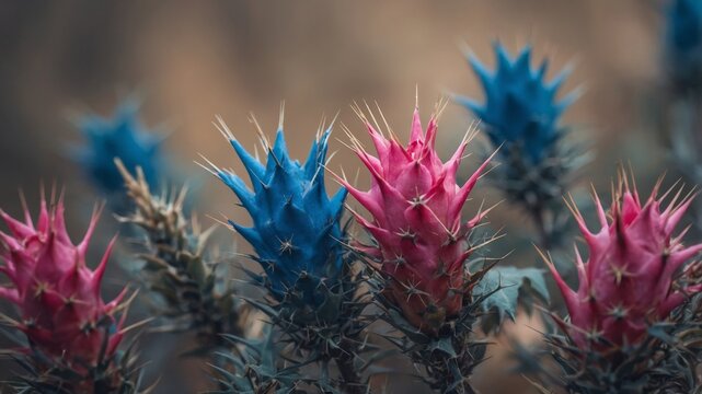 background pink and blue on thorns of Crown.