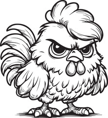 Chicken lineart coloring book illustration