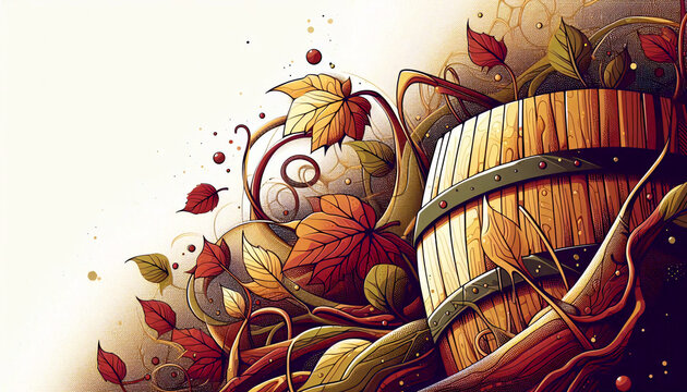 Herbst, die Zeit der Weinlese. Neuer Wein f&uuml;r Genie&szlig;er. Illustration f&uuml;r social-media.