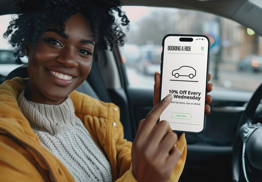 Screen Phone In Car  Mockup With Generative AI