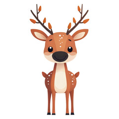 Fototapeta premium Adorable cartoon deer with large eyes and playful expression, perfect for children's illustrations or seasonal designs.