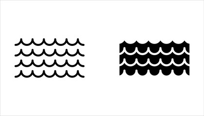 Sea wave icon set. line ocean symbol in vector flat style on white background