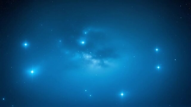 4k starry  deep blue night sky clusters of stars spread across a blue nebula illuminated abstract sphere surface fog cosmos, starry, design, round, satellite,travel through space stars, illustration	
