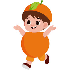 Boy in Orange Fruit Costume Illustration