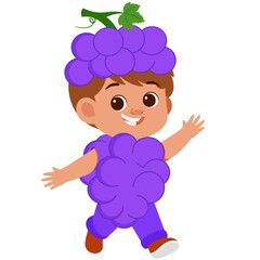 Boy in Grape Fruit Costume Illustration