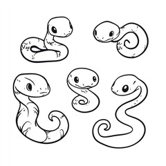 A collection of cute, cartoon-style worm illustrations with various expressions.