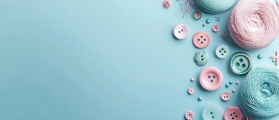 Buttons and fasteners, sewing essentials in a tidy layout