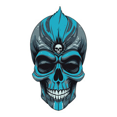 Bold Blue Skull with Inner Skull Design
