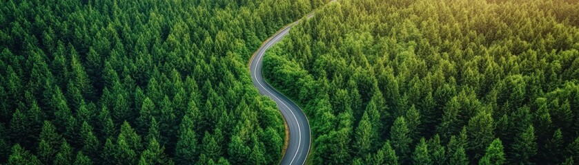 Fototapeta premium A road is shown in the middle of a forest