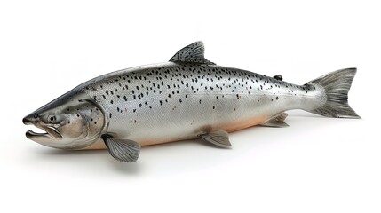 Obraz premium freshly caught trout isolated on white background : Generative AI