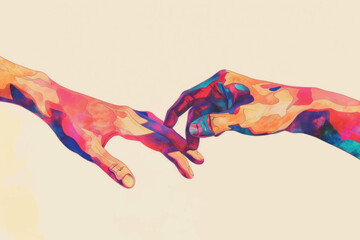 Obraz premium Colorful hands touching art